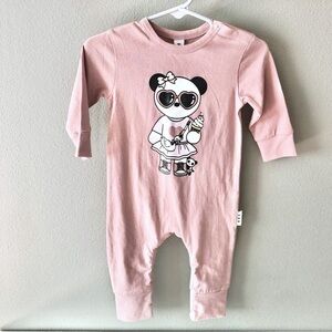 Huxbaby Nude Pink Graphic Snap Button Organic Cotton Jumpsuit 3-6 Months